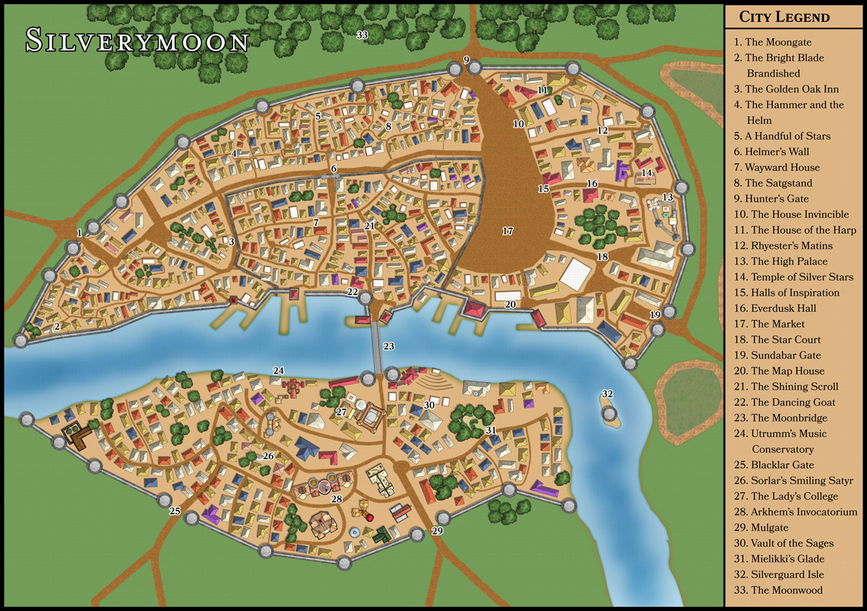 Stadtkarte von Silbrigmond SilverymoonCityMap